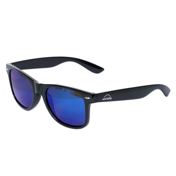 Black Frames/Blue Mirror Lens/UV 400 Sunglasses